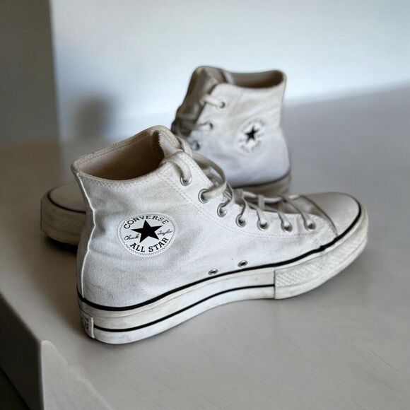 Converse White Chuck Taylor All Stars High Top Platform Sneakers Size 9.5 - Picture 11 of 11